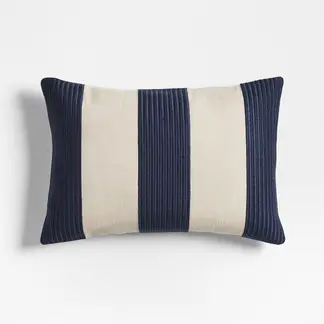 CRATE & BARREL - Funda De Cojín Azul Indigo Rayas 56X40 Cm