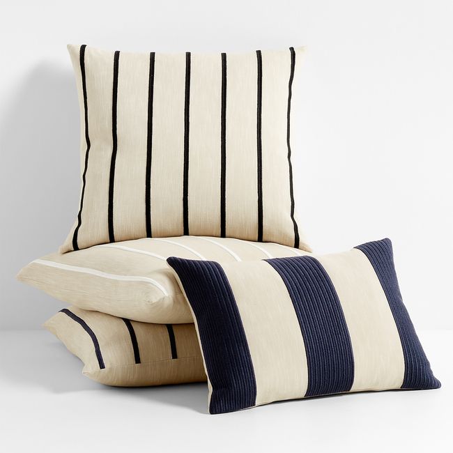 CRATE & BARREL - Funda Cojín Rayas 60x60cm Crate & Barrel
