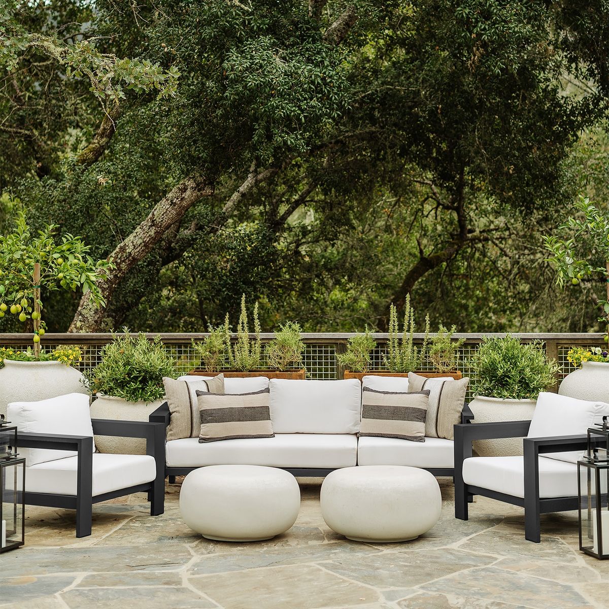 CRATE & BARREL - Funda Cojin Exterior Rayas 50X50Cm Crate & Barrel