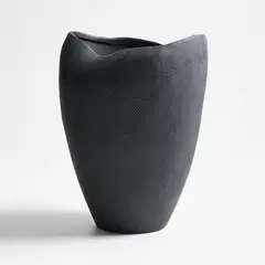 CRATE & BARREL - Jarrón Negro Scraffito 36Cm