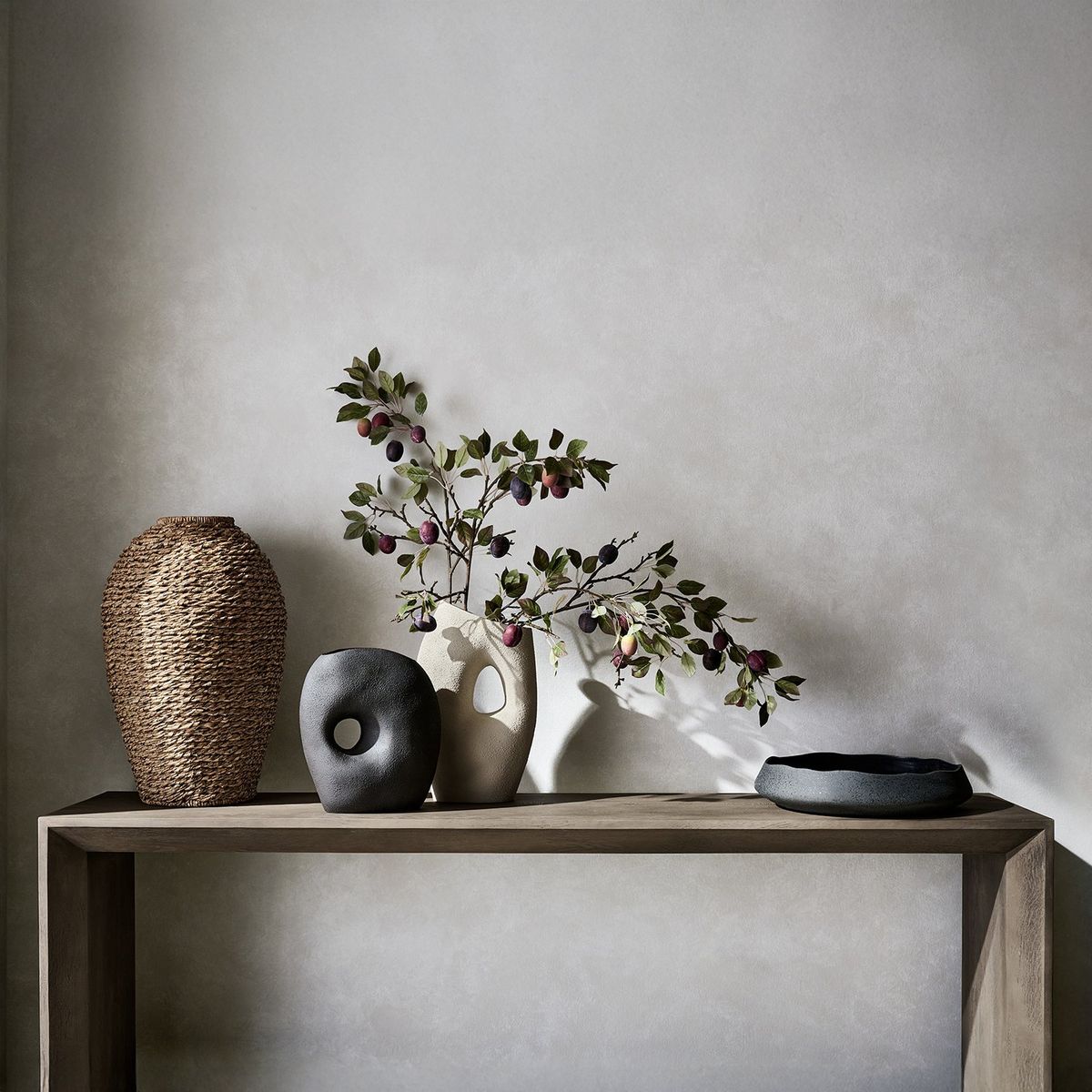 CRATE & BARREL - Jarrón Grande Tejido Seagrass Crate & Barrel