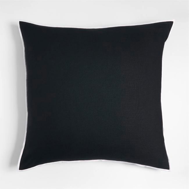 CRATE & BARREL - Funda Cojin Merrow Stich Blanco Negro Crate & Barrel