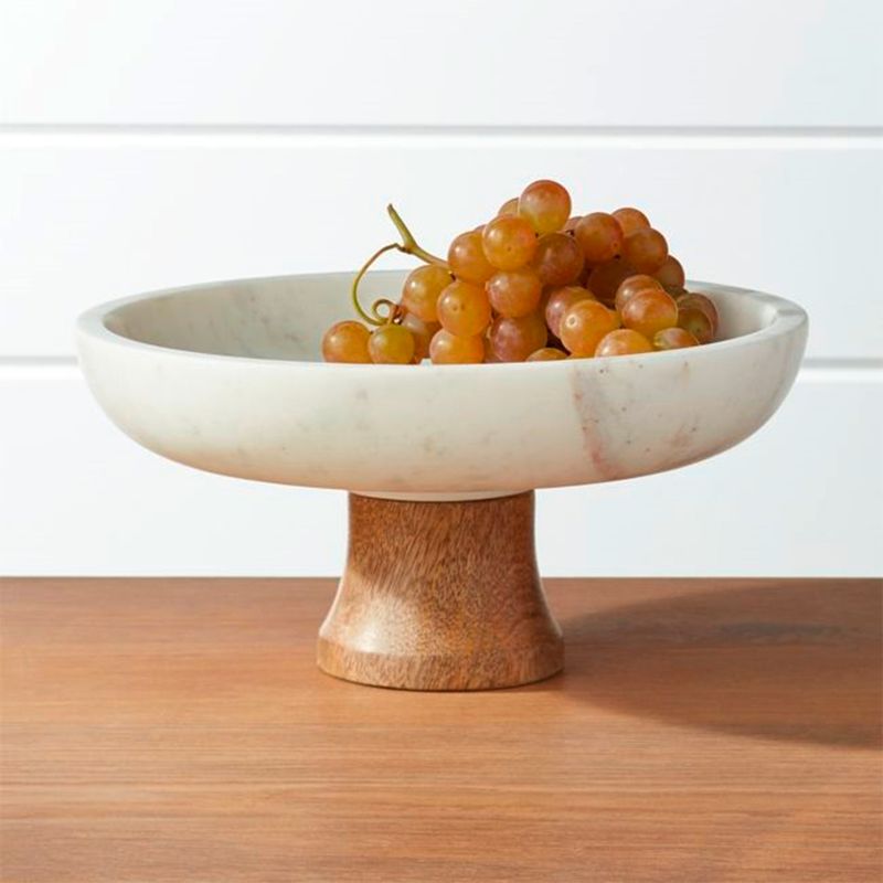 CRATE & BARREL - Frutero Mármol Y Madera Crate & Barrel