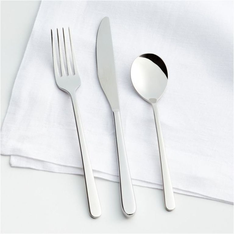 CRATE & BARREL Set 3 Cubiertos Espejo Artesanal