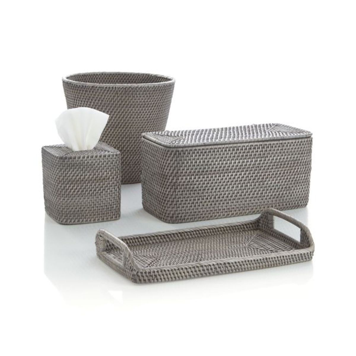 CRATE & BARREL - Canasto Pequeño Sedona Gris Crate & Barrel