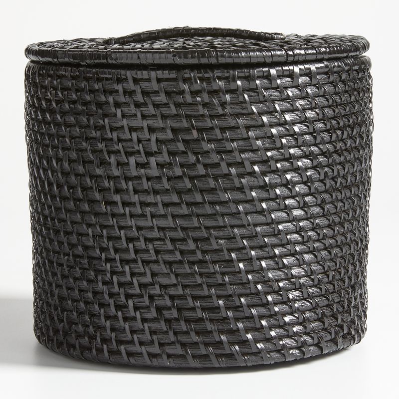 CRATE & BARREL - Canasto Tapa Mediano Sedona Negro Crate & Barrel