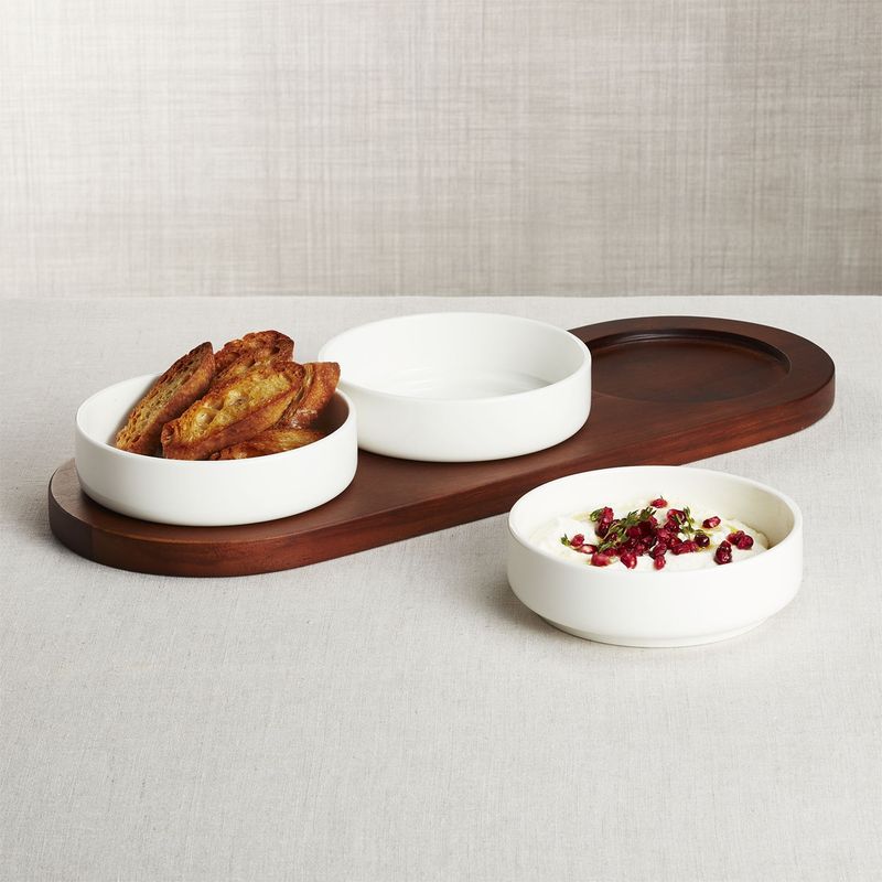 CRATE & BARREL - Bandeja Aperitivos Madera