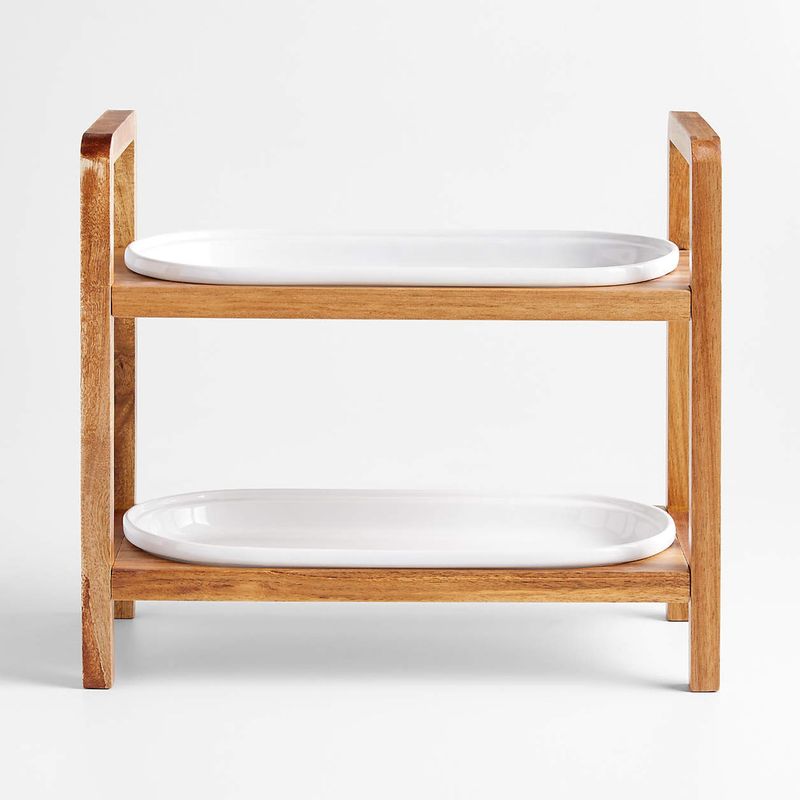 CRATE & BARREL - Set 2 Platos Horno + Soporte Crate & Barrel
