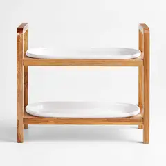 CRATE & BARREL - Set 2 Platos Horno + Soporte