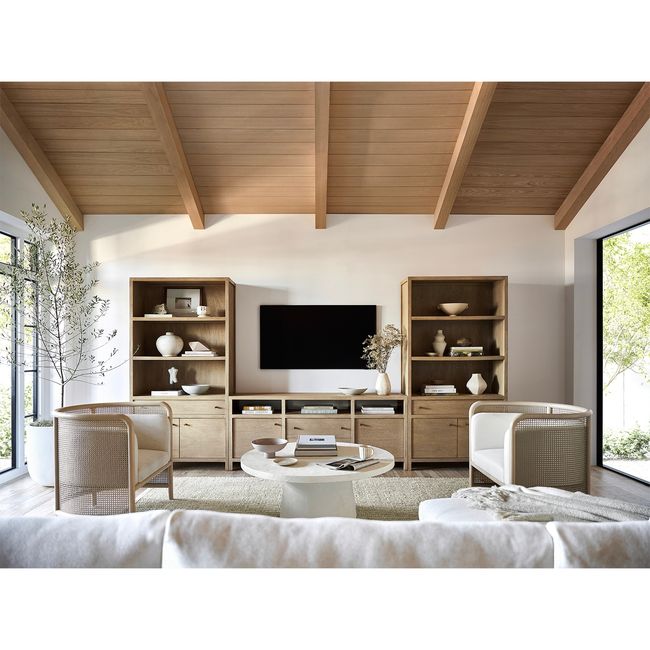 CRATE & BARREL - Librero Keane Madera Natural Crate & Barrel