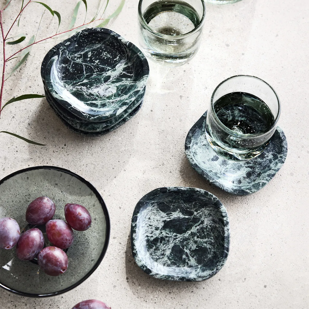 CRATE & BARREL - Set 4 Coasters Mármol Verde Crate & Barrel