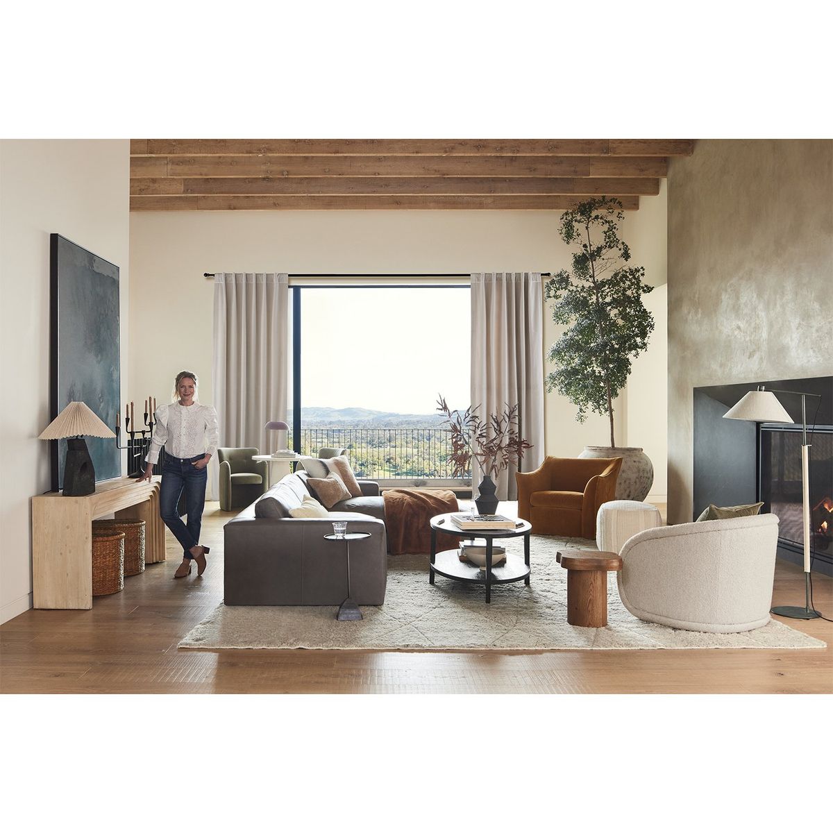 CRATE & BARREL - Arrimo Valo 183 cm Pino natural Crate & Barrel