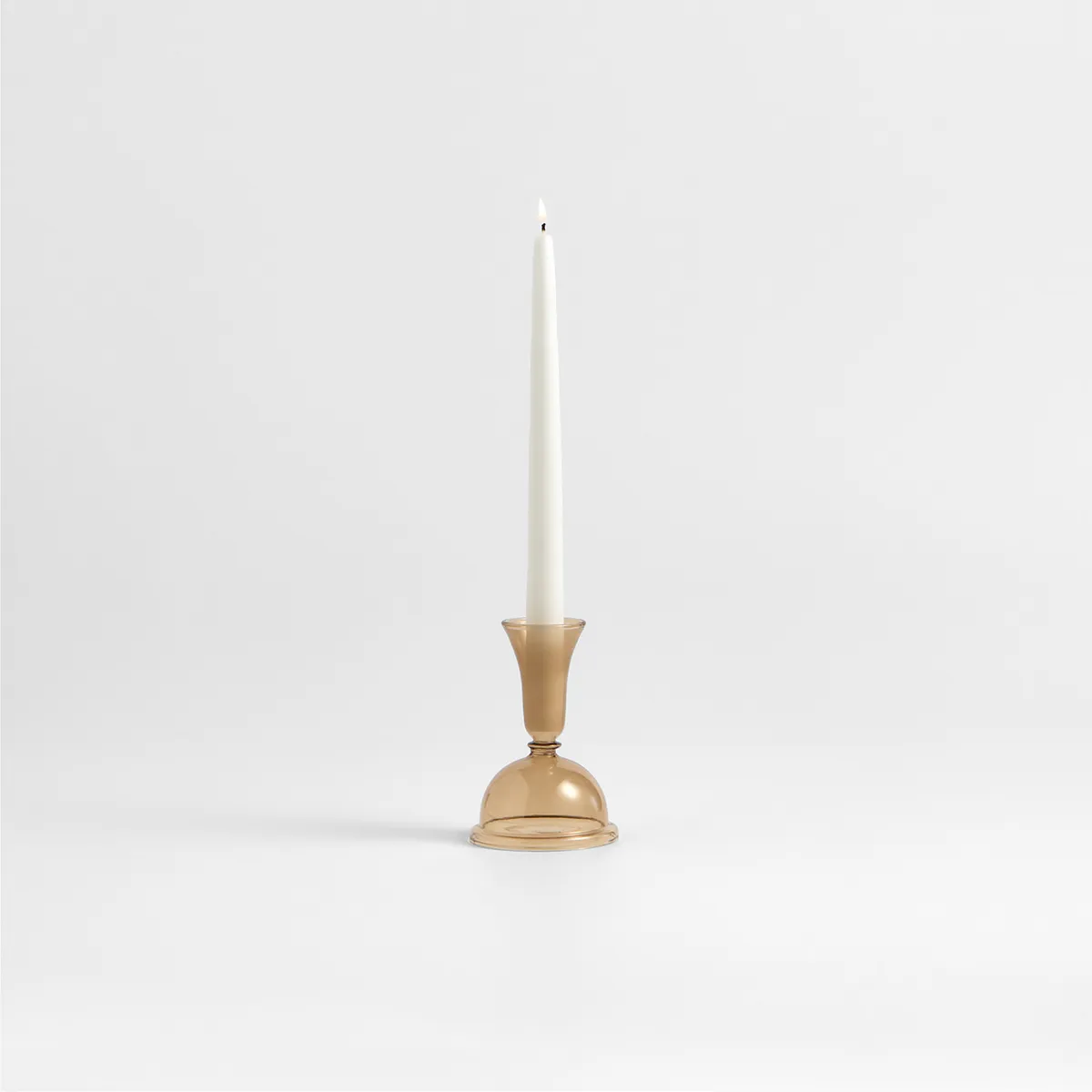 CRATE & BARREL - Candelabro Milano Vidrio Ambar 24 Cm Crate & Barrel