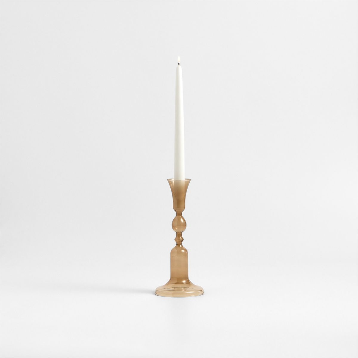 CRATE & BARREL - Candelabro Milano Vidrio Ambar 24 Cm Crate & Barrel