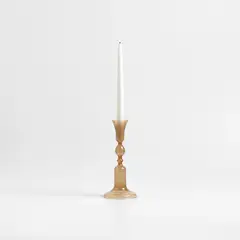 CRATE & BARREL - Candelabro Milano Vidrio Ambar 24 Cm