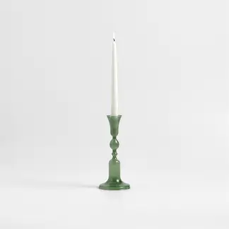 CRATE & BARREL - Candelabro Milano Vidrio Verde 24 Cm
