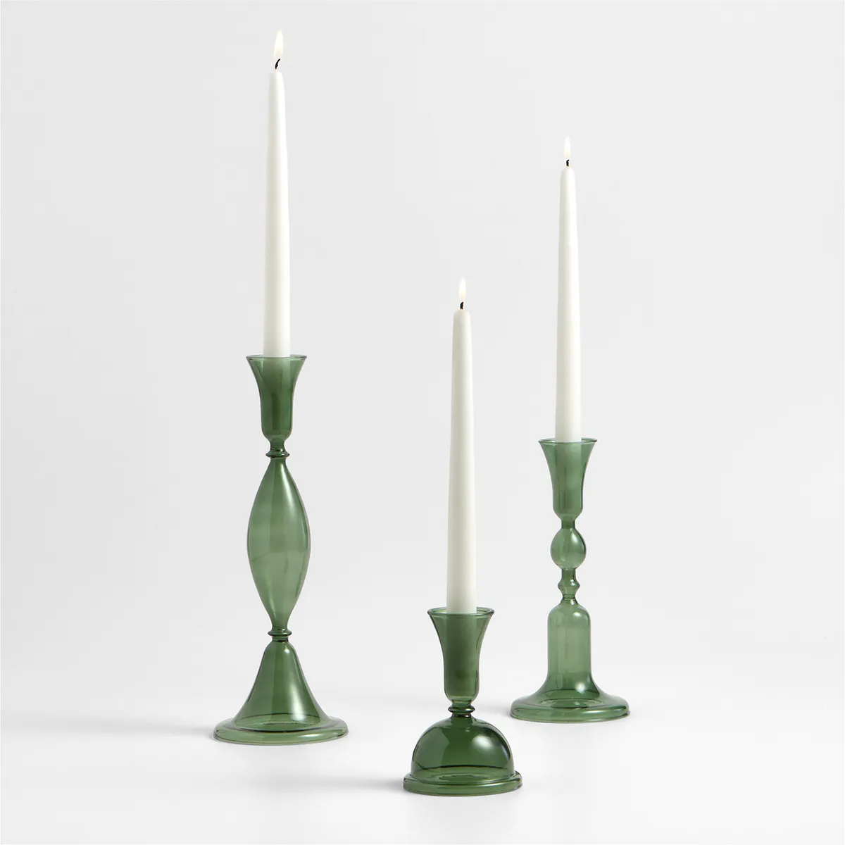 CRATE & BARREL - Candelabro Milano Vidrio Verde 24 Cm Crate & Barrel