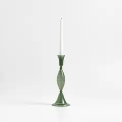 CRATE & BARREL - Candelabro Milano Vidrio Verde 24 Cm
