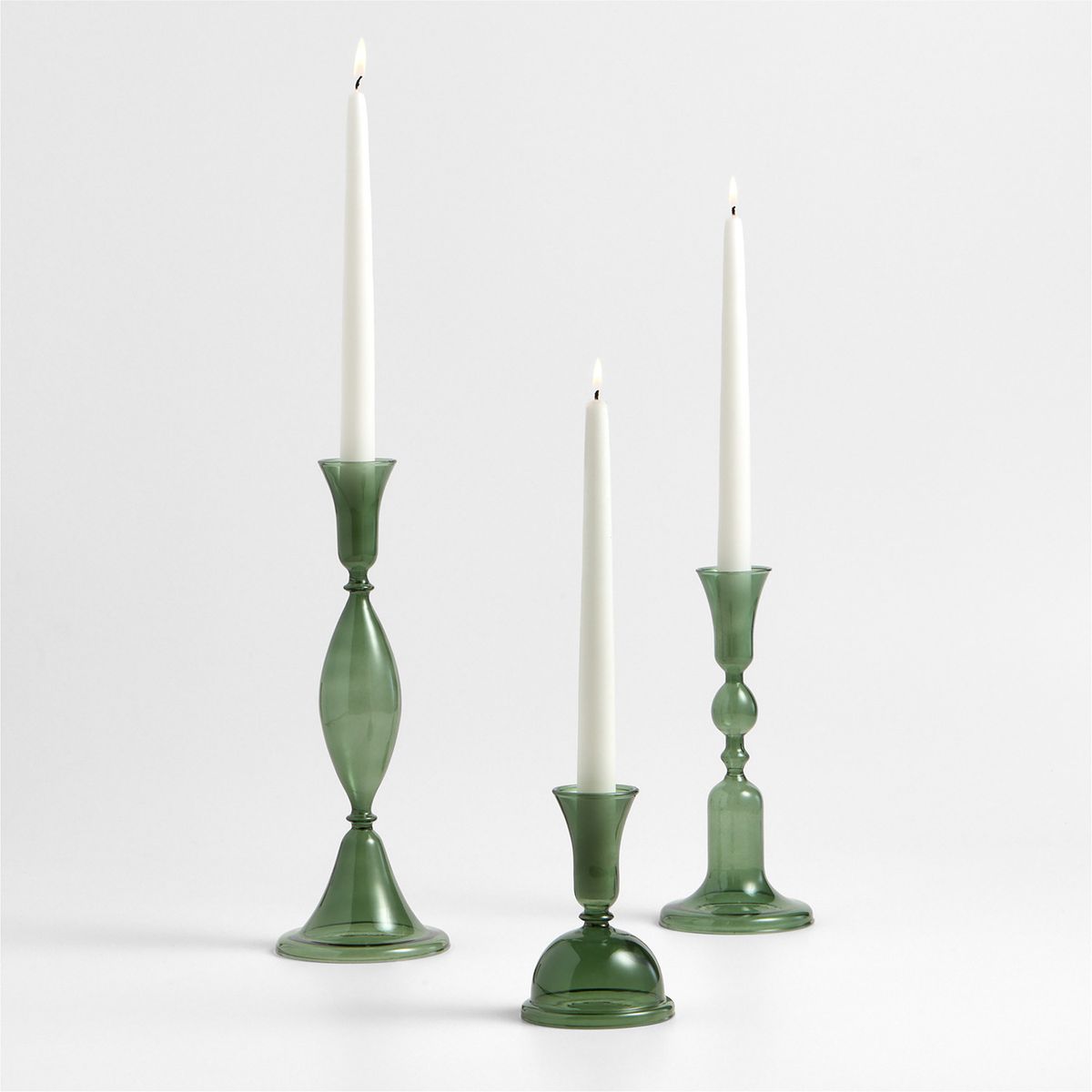 CRATE & BARREL - Candelabro Milano Vidrio Verde 24 Cm Crate & Barrel