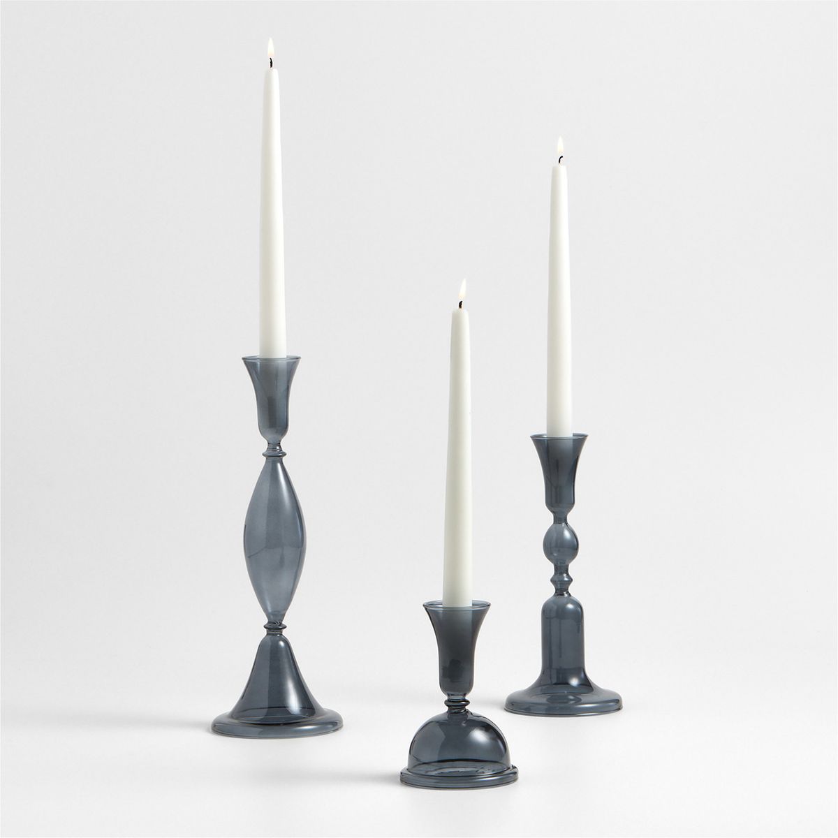 CRATE & BARREL - Candelabro Milano Vidrio Azul 24 Cm Crate & Barrel