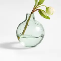 CRATE & BARREL - Florero Eider Vidrio Verde Humo 8