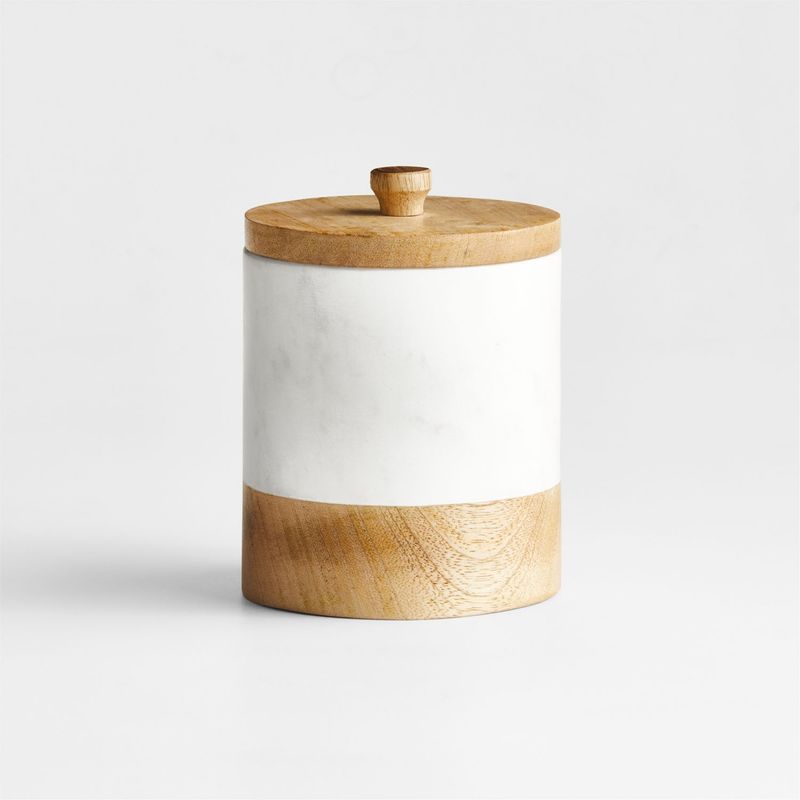 CRATE & BARREL - Contenedor Marmol Madera Crate & Barrel