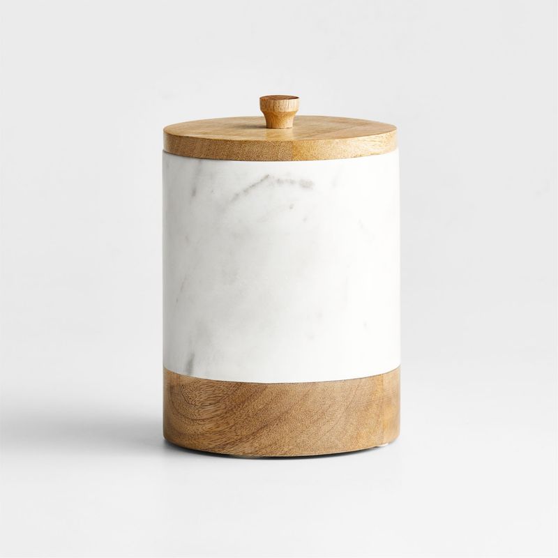 CRATE & BARREL - Contenedor Marmol Madera Crate & Barrel