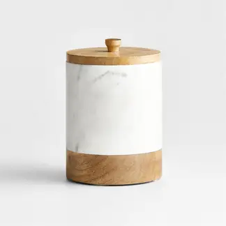 CRATE & BARREL - Contenedor Marmol Madera