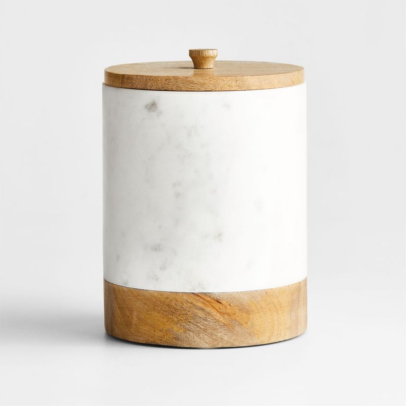 CRATE & BARREL - Contenedor Marmol Madera Crate & Barrel