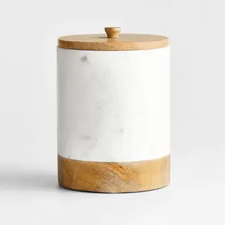 CRATE & BARREL - Contenedor Marmol Madera