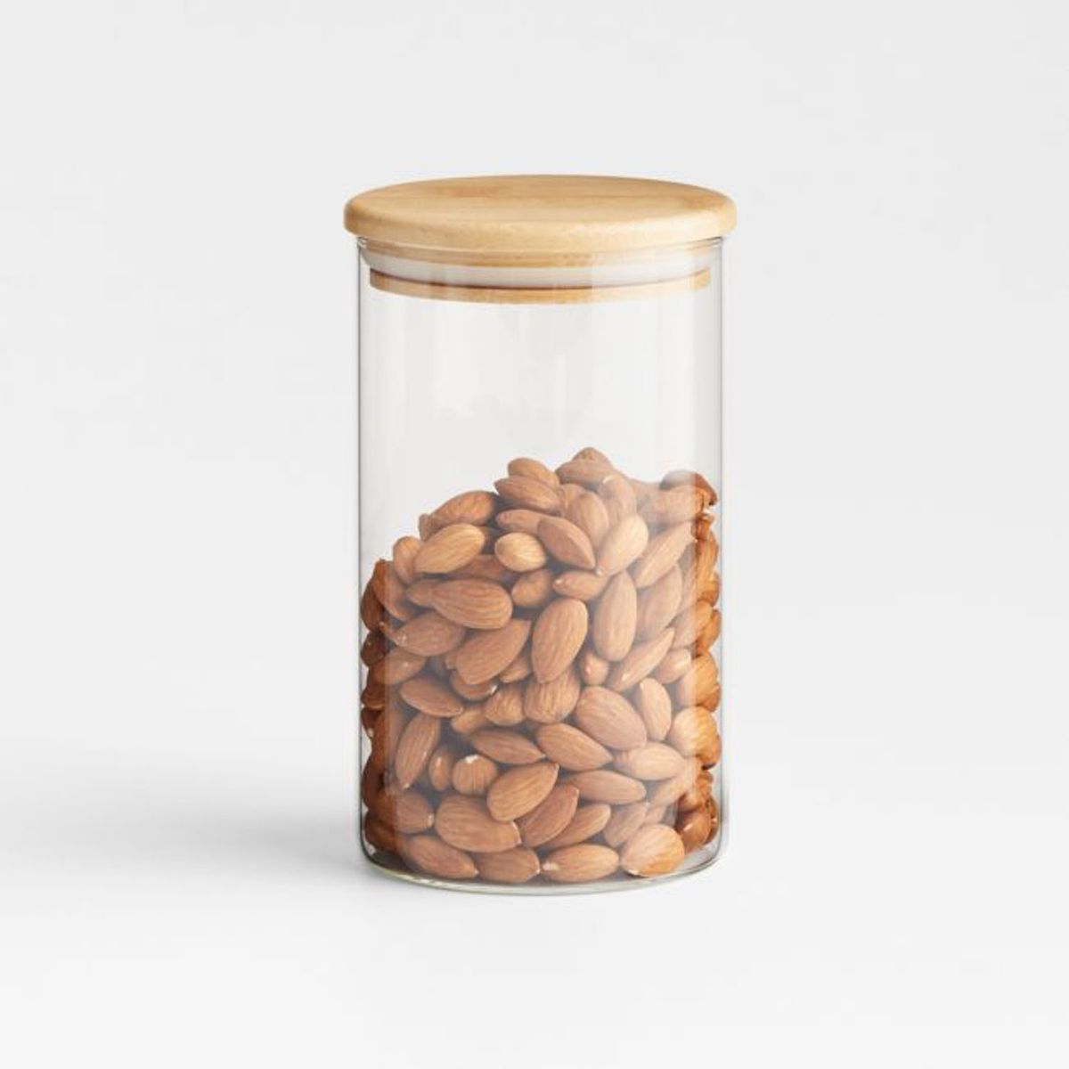 CRATE & BARREL - Contenedor Mediano Vidrio Tapa Bambo Crate & Barrel