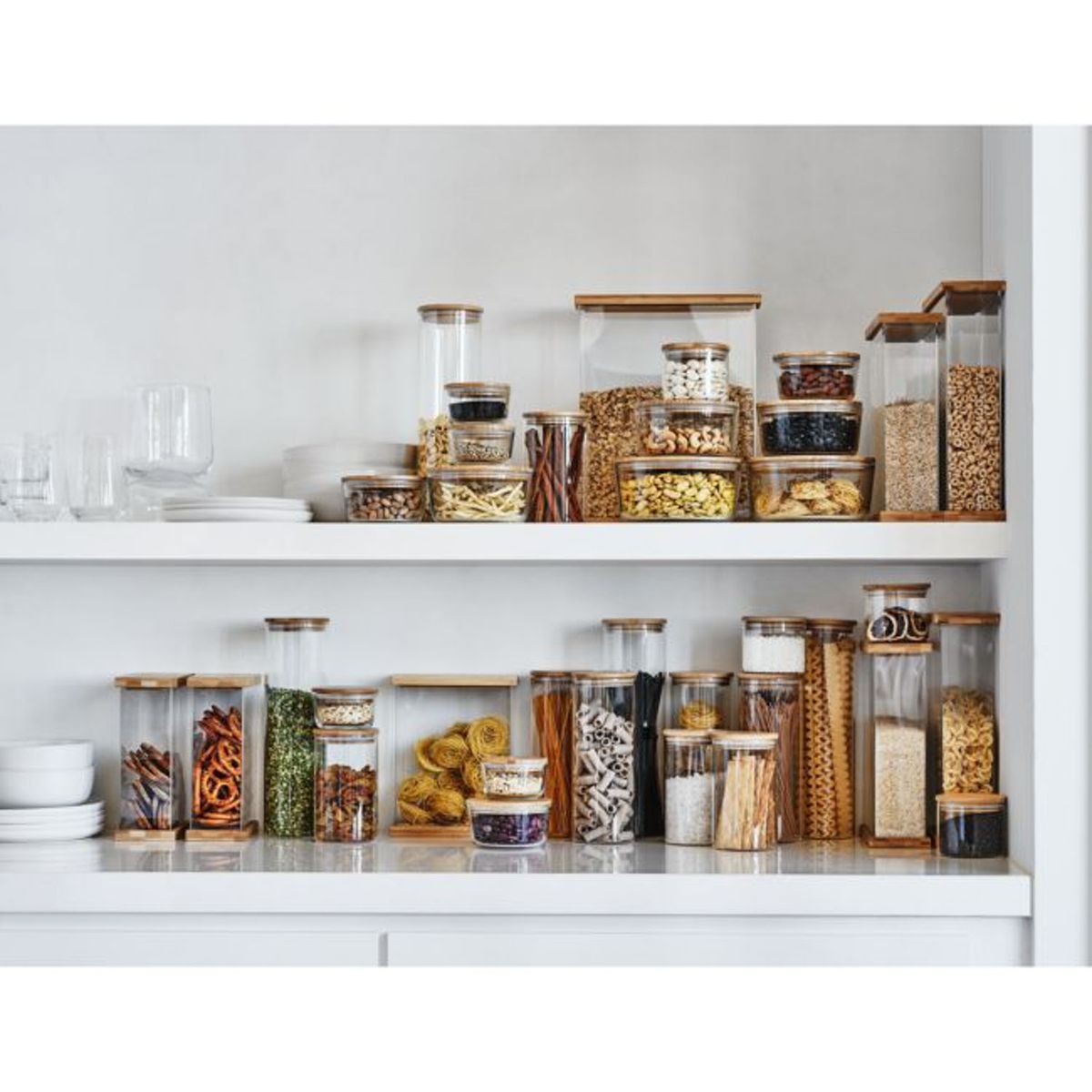 CRATE & BARREL - Contenedor Al Vidrio Y Tapa Bambo Crate & Barrel