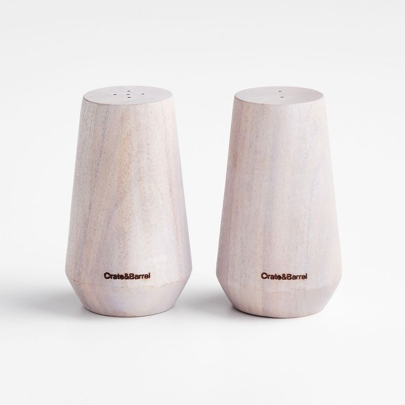 CRATE & BARREL - Juego de Salero y Pimentero Ethan White de Madera
