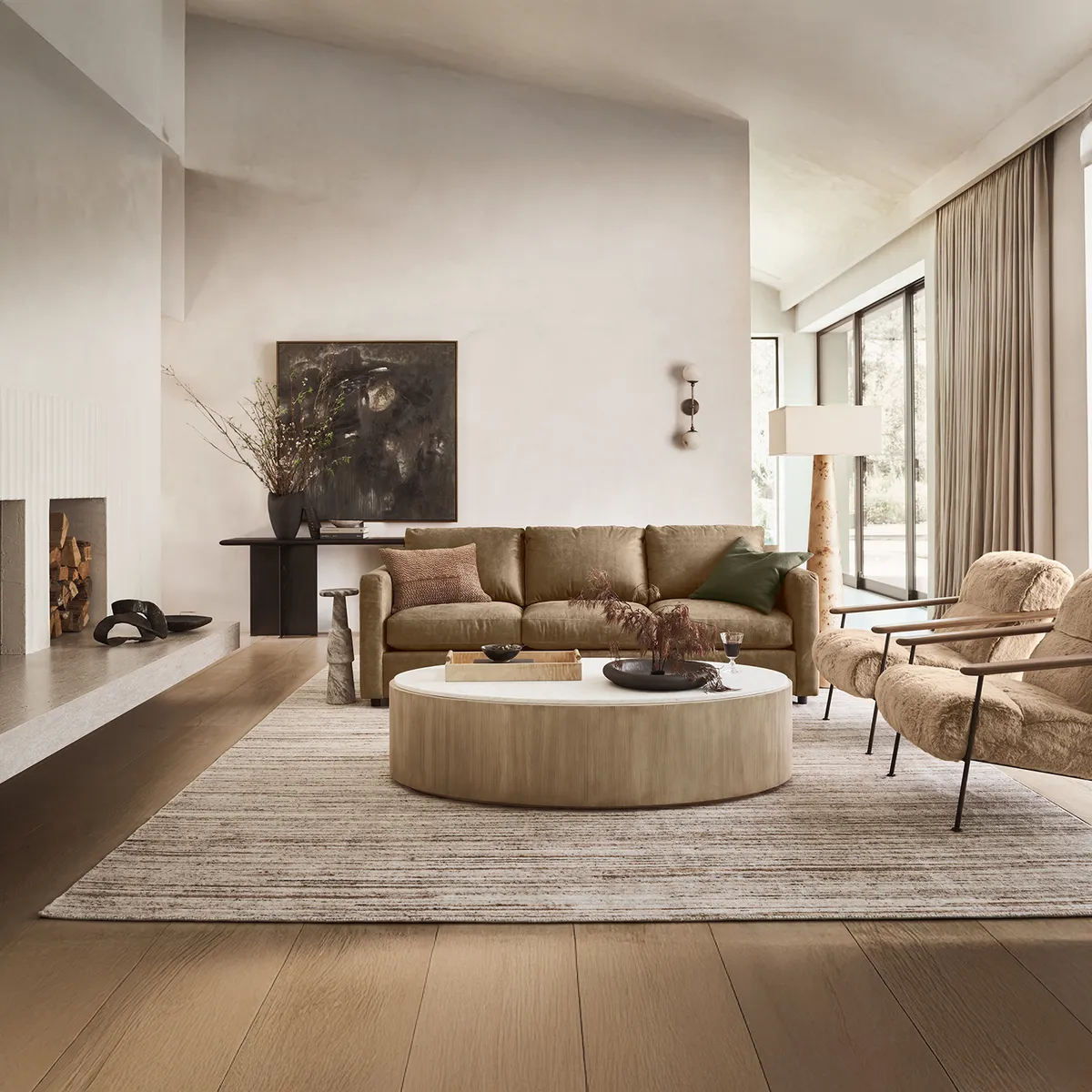 CRATE & BARREL - Mesa De Centro Troupe Mármol-Madera Crate & Barrel