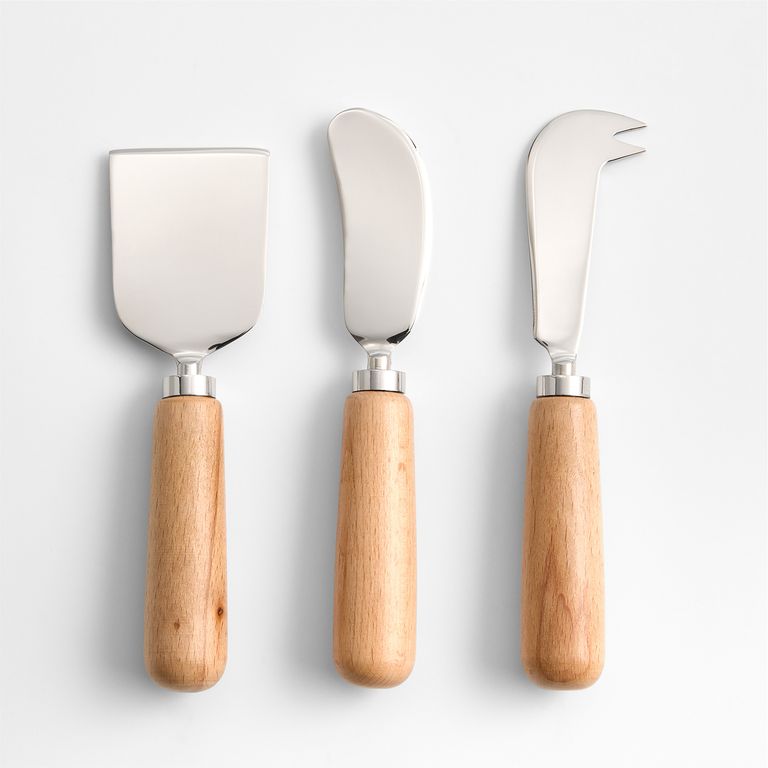 CRATE & BARREL Set 3 cuchillos quesos Madeira