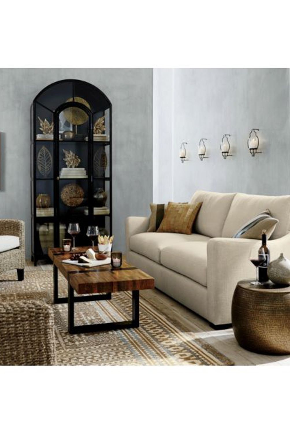 CRATE & BARREL - Armario Estante Ventana Negro Crate & Barrel