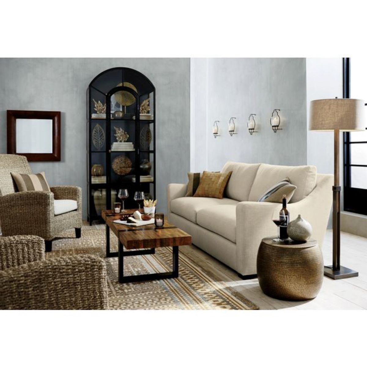 CRATE & BARREL - Armario Estante Ventana Negro Crate & Barrel