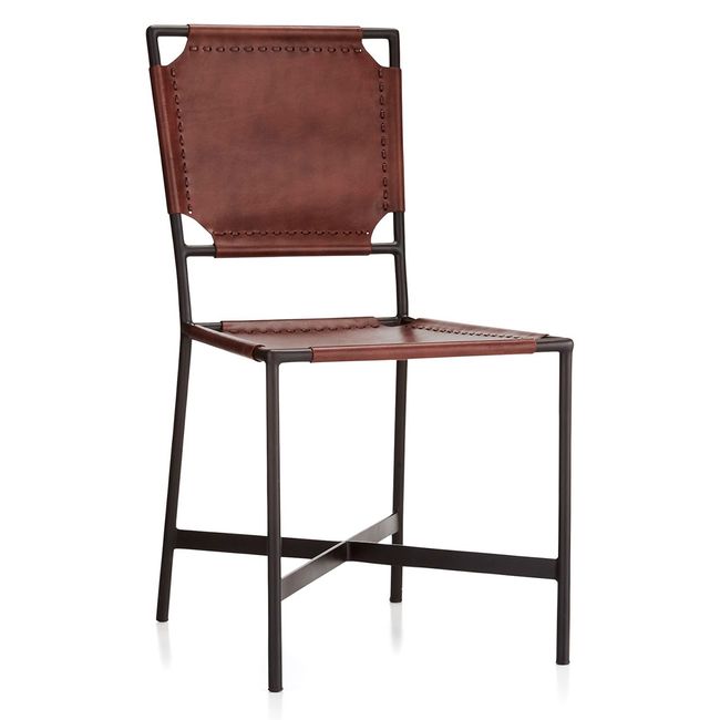 CRATE & BARREL - Silla Comedor Cuero Laredo Café Crate & Barrel