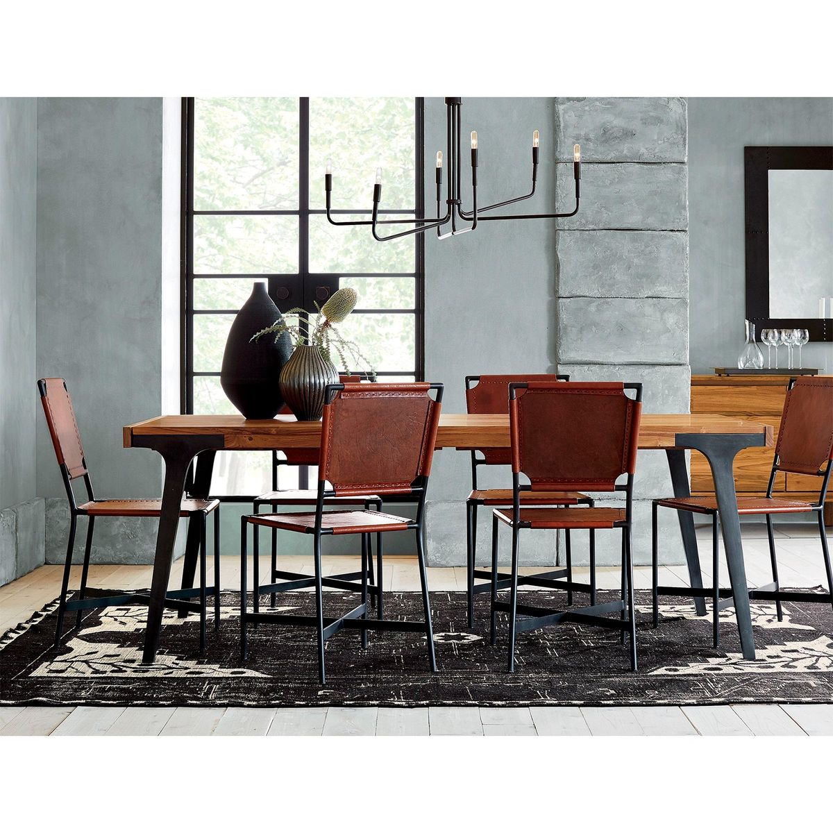 CRATE & BARREL - Silla Comedor Cuero Laredo Café Crate & Barrel