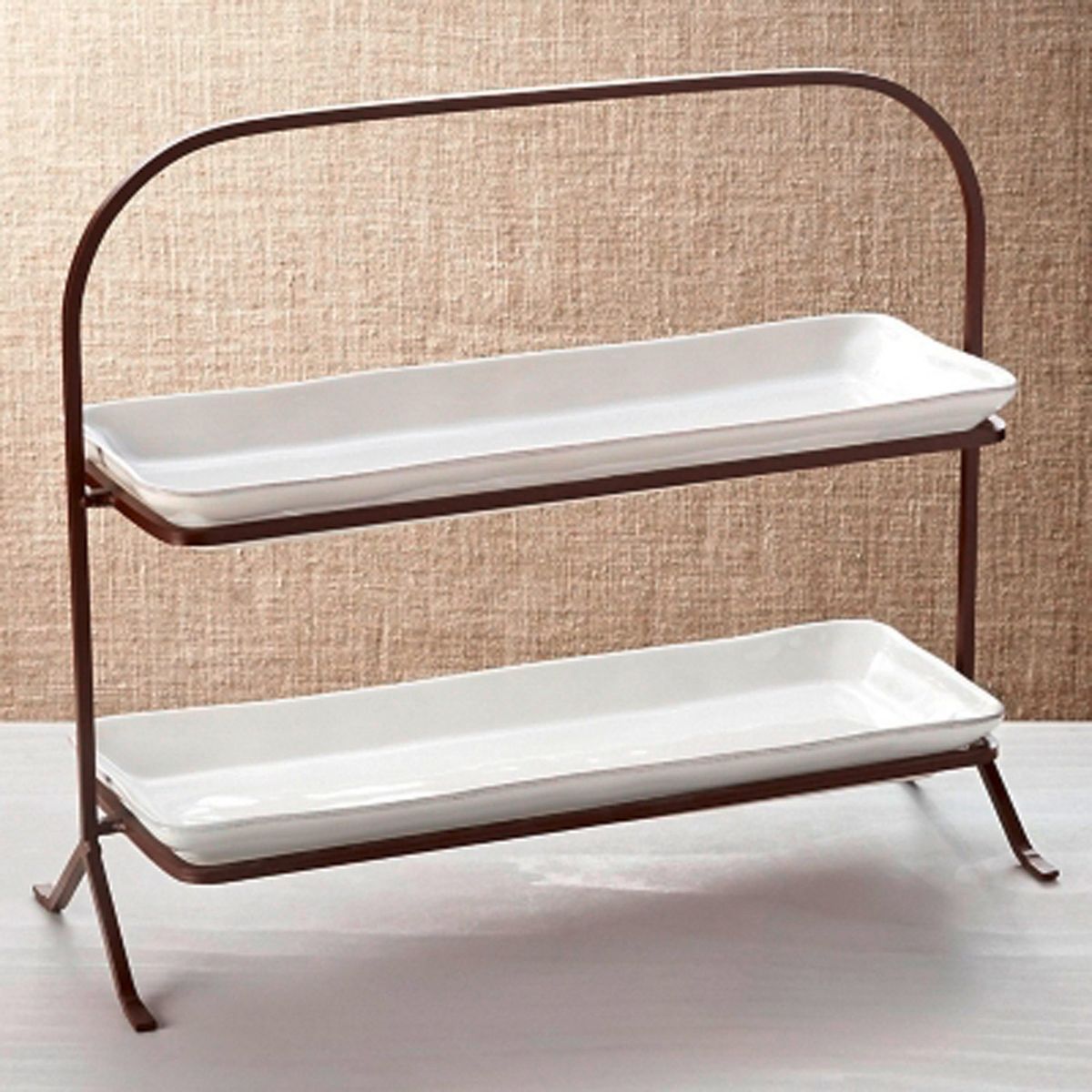 CRATE & BARREL - Bandeja 2 Niveles Blanco Marin Crate & Barrel