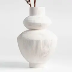 CRATE & BARREL - Jarrón Les Cretes Blanco Texturas