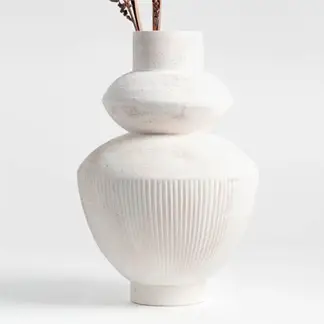 CRATE & BARREL - Jarrón Les Cretes Blanco Texturas