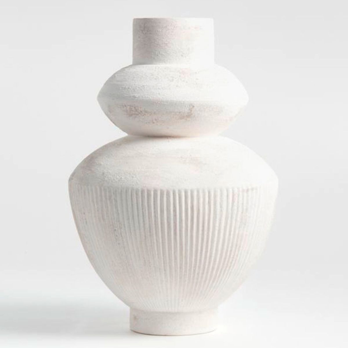 CRATE & BARREL - Jarrón Les Cretes Blanco Texturas Crate & Barrel