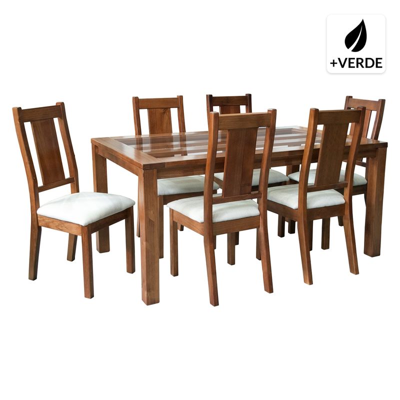 MAGASA - Juego de Comedor Sisal Rect Canela  6 Sillas Magasa