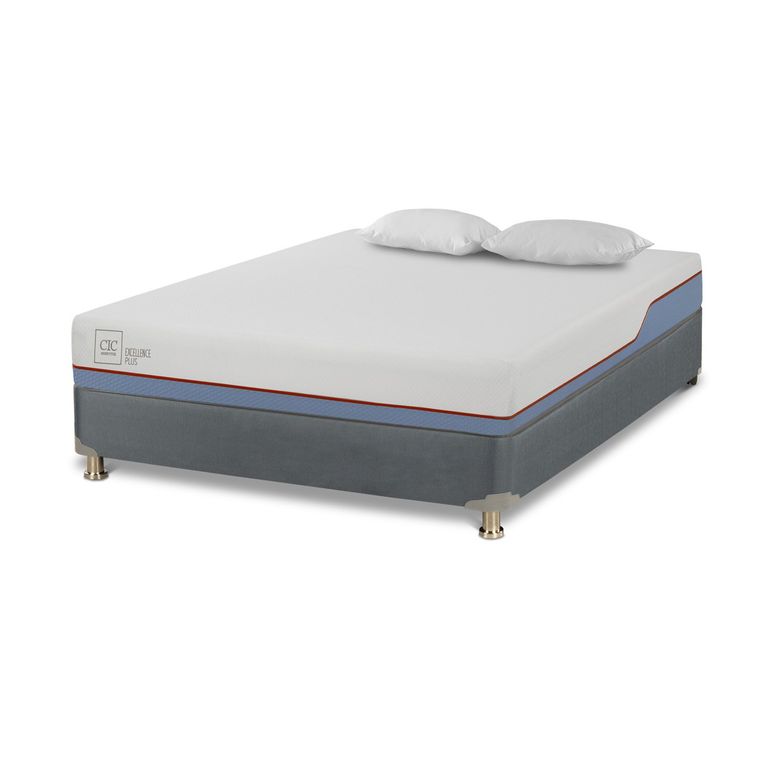 CIC Cama americana Excellence Plus 2 Plazas x 2.00 mt base normal + 2 Almohadas