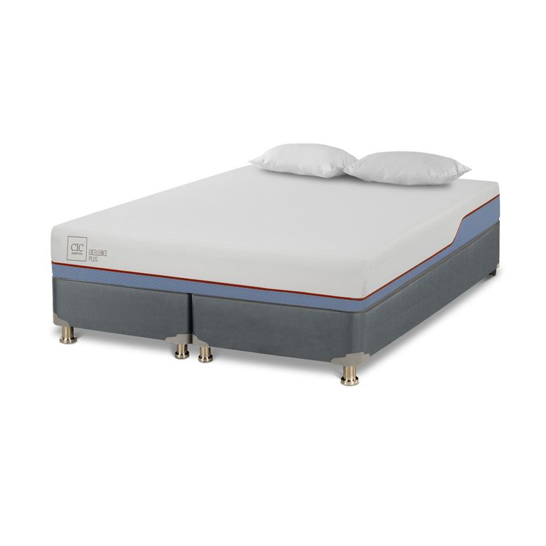 CIC Cama americana Excellence Plus 2 Plazas x 2.00 mt base dividida + 2 Almohadas