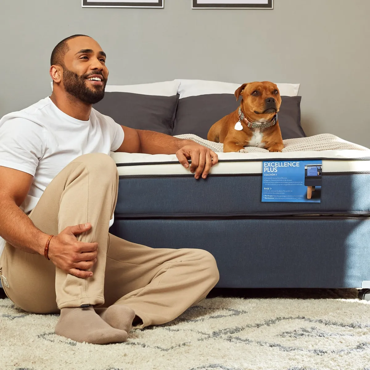 CIC - Cama americana Excellence Plus 2 Plazas x 2.00 mt base dividida + 2 Almohadas CIC
