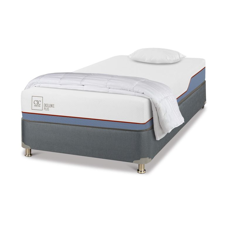 CIC Cama americana Excellence Plus 1.5 Plazas x 2.00 mt + 1 Almohada + plumón