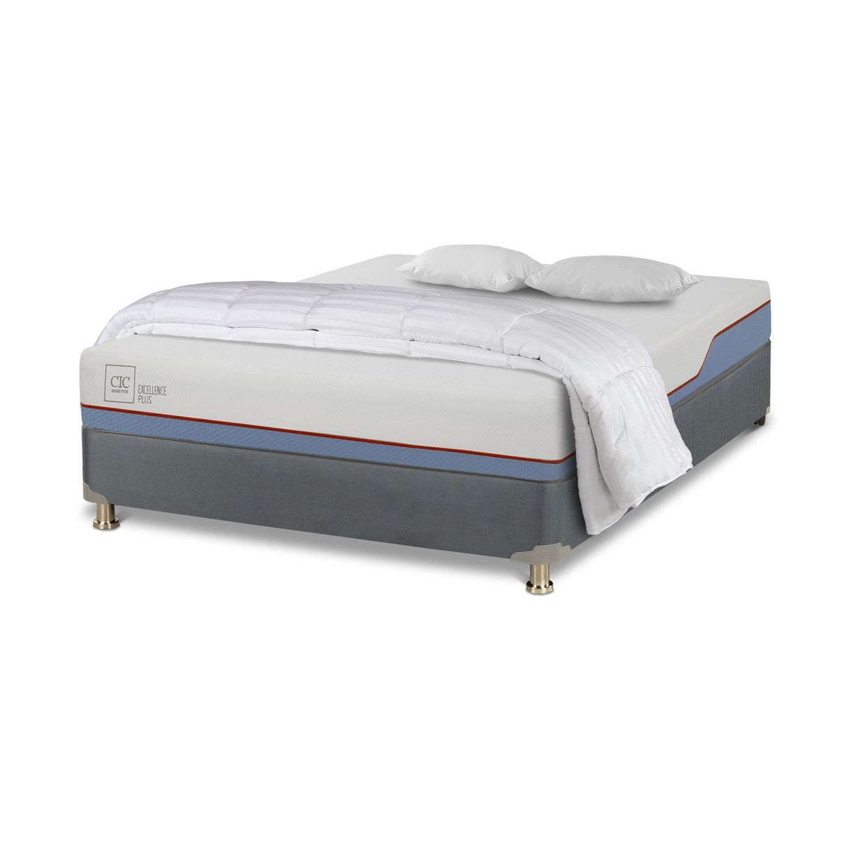 CIC - Cama americana Excellence Plus 2 Plazas x 2.00 mt base normal + 2 Almohadas + Plumón CIC