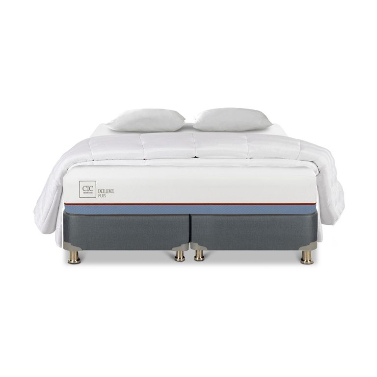 CIC Cama americana Excellence Plus 2 Plazas x 2.00 mt base dividida + 2 Almohadas + Plumón
